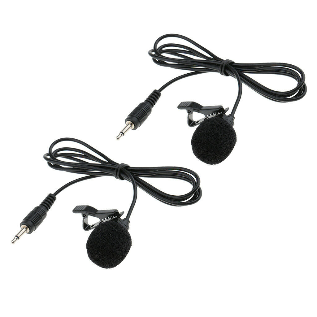 2 Pack Wired Lavalier Lapel Microphone for Vloggers 3.5mm Clip-on Black