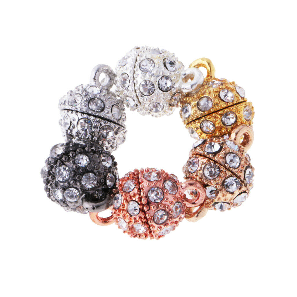 Find 6 pieces of rhinestone round ball brass magnetic clasps jewelry
