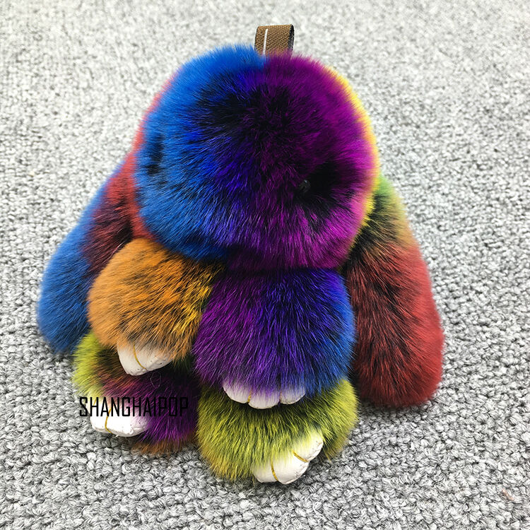 Cute Faux Fur Bunny Fluffy Rabbit Keyring Bag Pendant Keychain Furry Gift