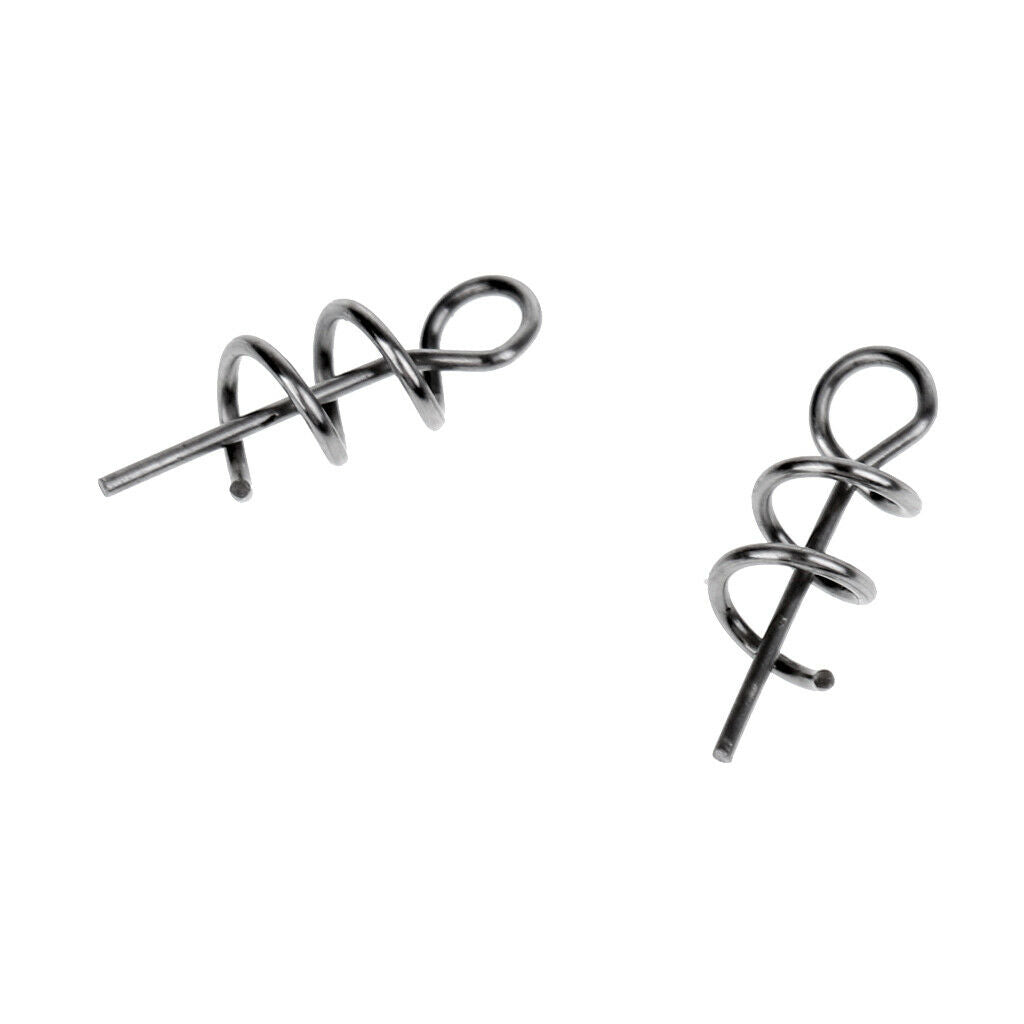 20Pc Stainless Steel Soft Bait Pin Lure Fishing Spring Fixed Lock Screw Hook