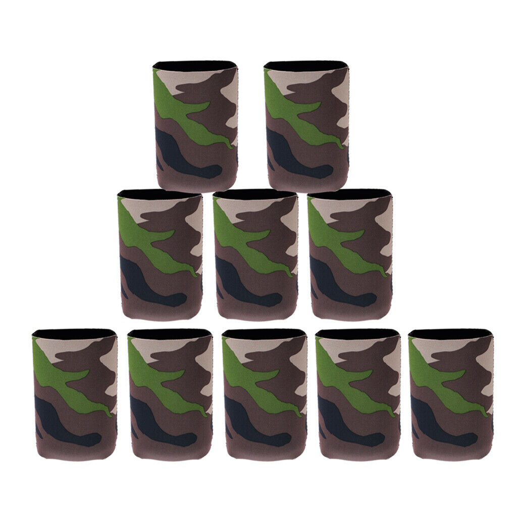 10x Camouflage Neoprene Stubby Beer Soda Can Holder Cooling Wrap Cooler
