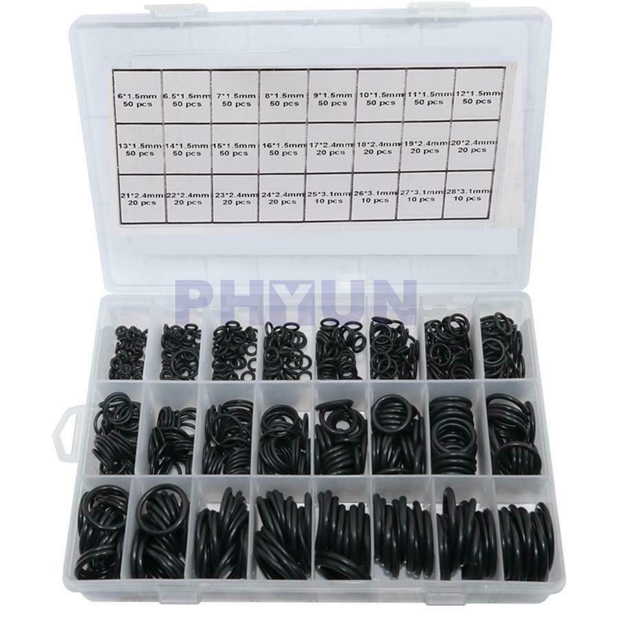 800x Boxed Thickness 1.5mm 2.4mm 3.1mm Rubber Black Car O-Ring Gasket Seal Kit