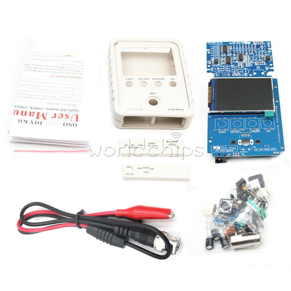 DSO150 Digital Oscilloscope 2.4inch LCD Display + Probe Clip + Power Supply Plug