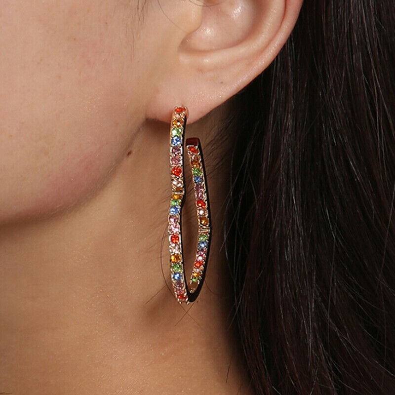 Fashion Crystal Rhinestone Heart Earrings Drop Dangle Earrings Women Jewe.l8