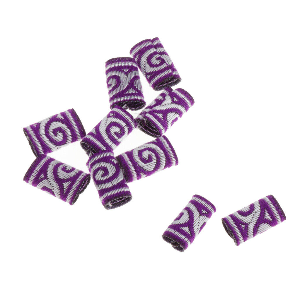 10x Knitted Fabric Hair Dreadlock Beads Tubes For DIY Braids Pendants 08
