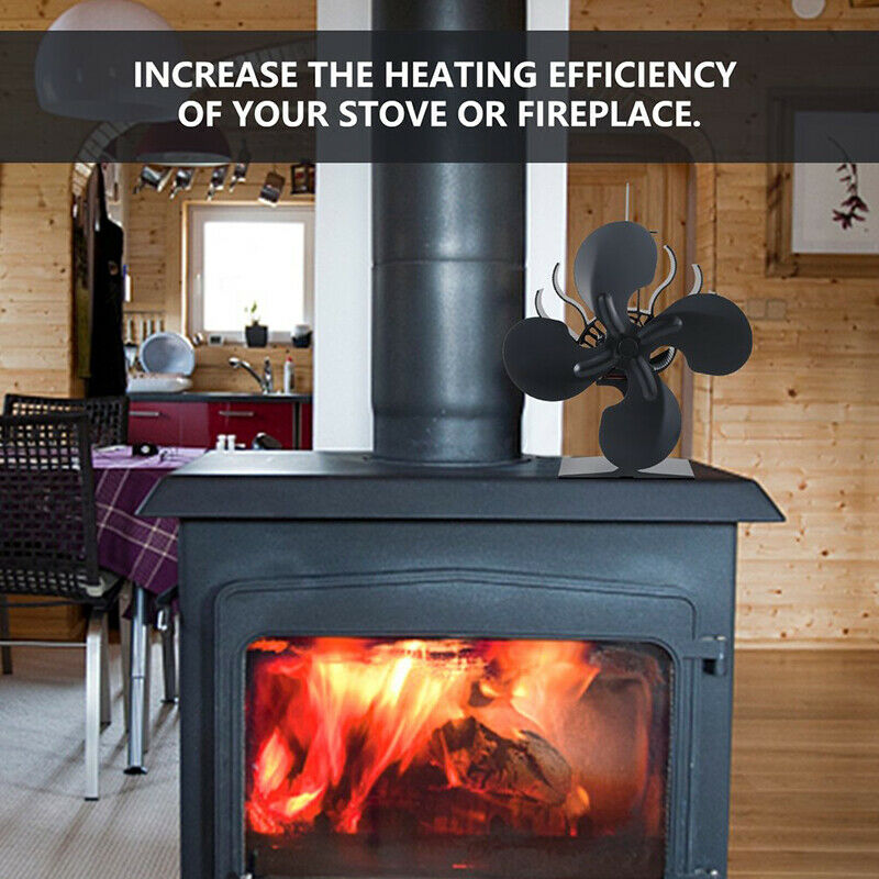 Heat Powered Fireplace Fan 4 Blade Eco-friendly Wood Burning Heat Distribution