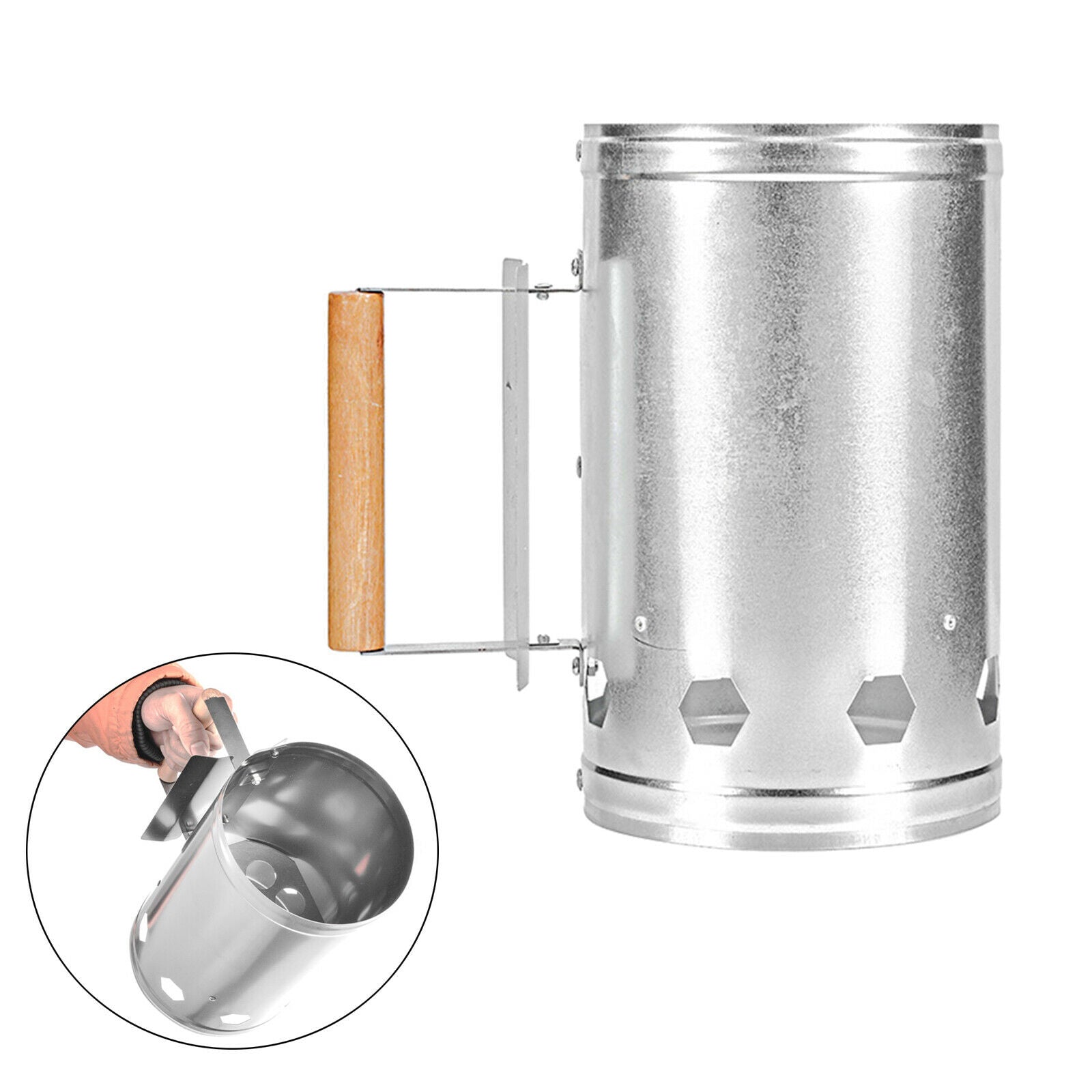 Chimney Starter BBQ Fire Lighter Burner Barrel Ignition with Handle Outdoor
