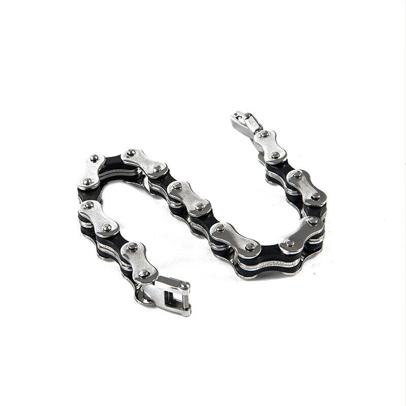 Punk Stainless steel Bracelet For Man Motorcycle Bike Bicycle Chain BraceletFCA