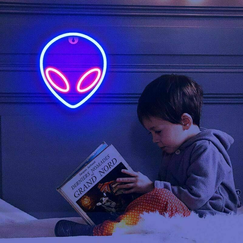 LED Alien Neon Wall Sign Cool Light Decorations Accessories Bedroom Home Party