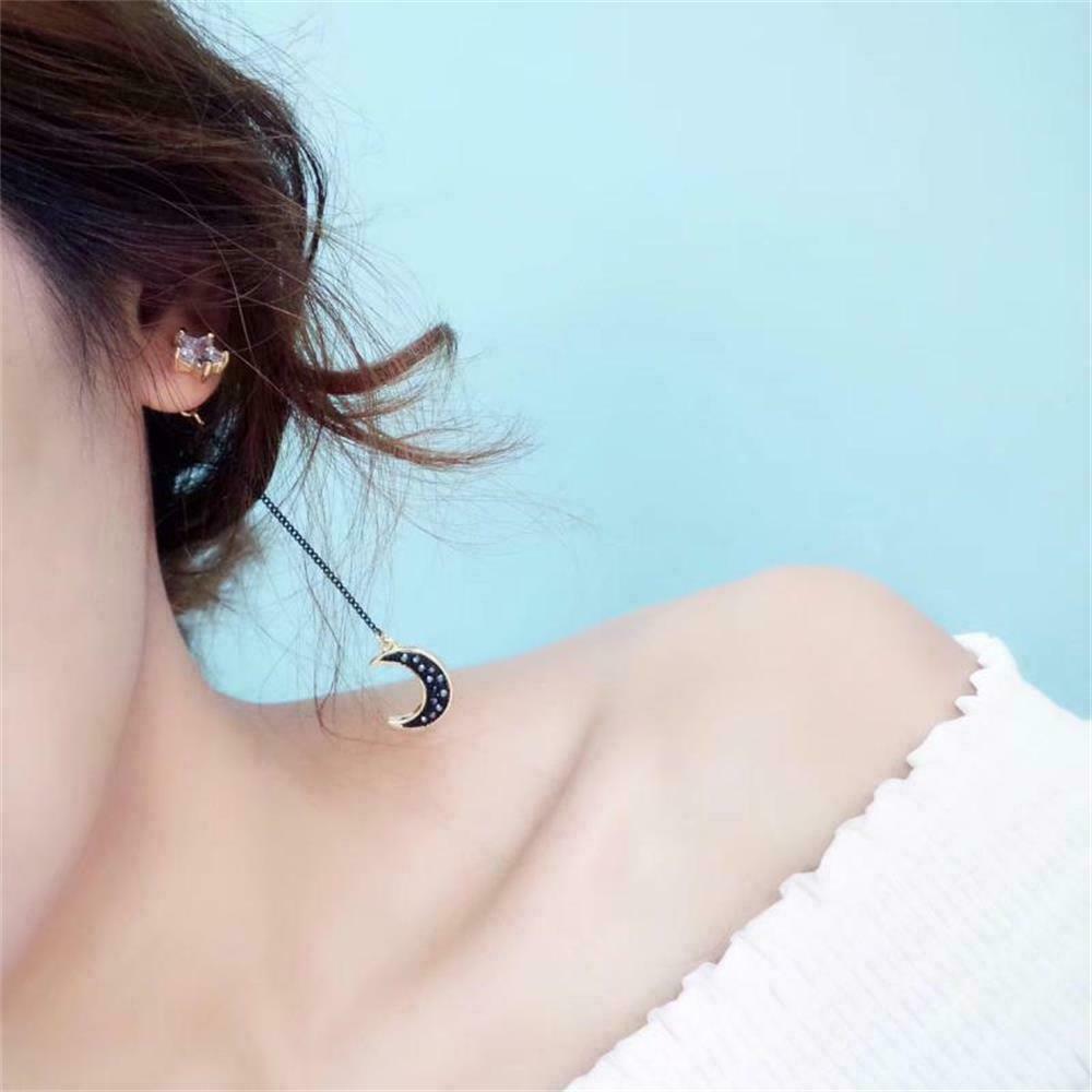 Women Korean Style Moon Star Planet Drop Dangle Earrings Asymmetric Jewelry Gift