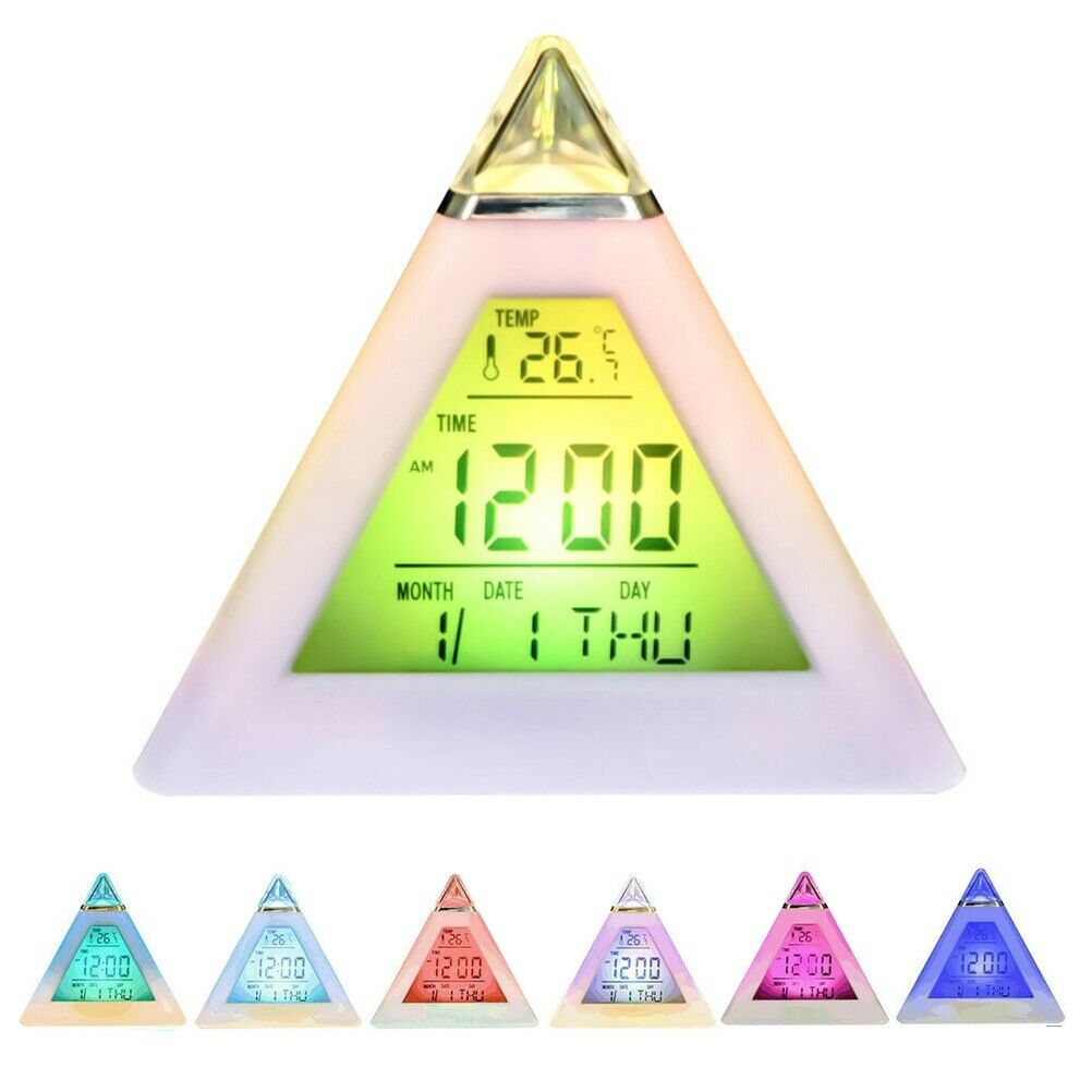 Electric Digital LED Discoloration Alarm Clock For Bedroom Calendar Temperature