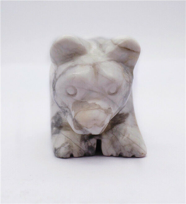 48x33x26mm Natural White Howlite Carved Bear Decoration Statue Home Decor HH7737