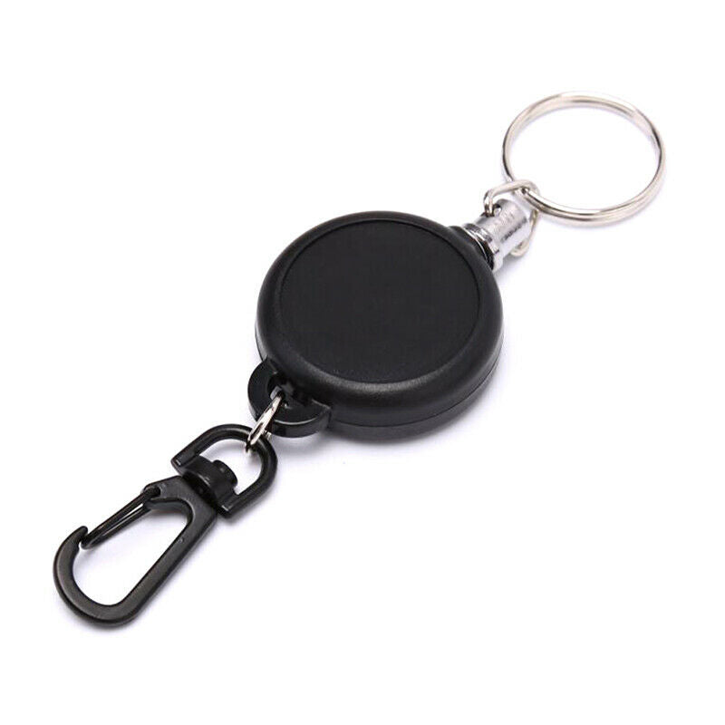 1PC Retractable Pull Key Chain Reel ID Badge Black Card Holder 60CM KeyringBDAU