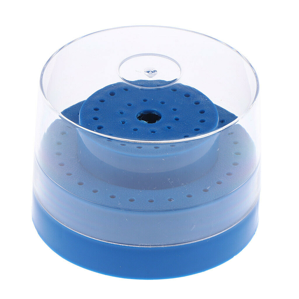 60 Holes Nail Drill Bits Holder Stand Display Storage Box with Cover Blue
