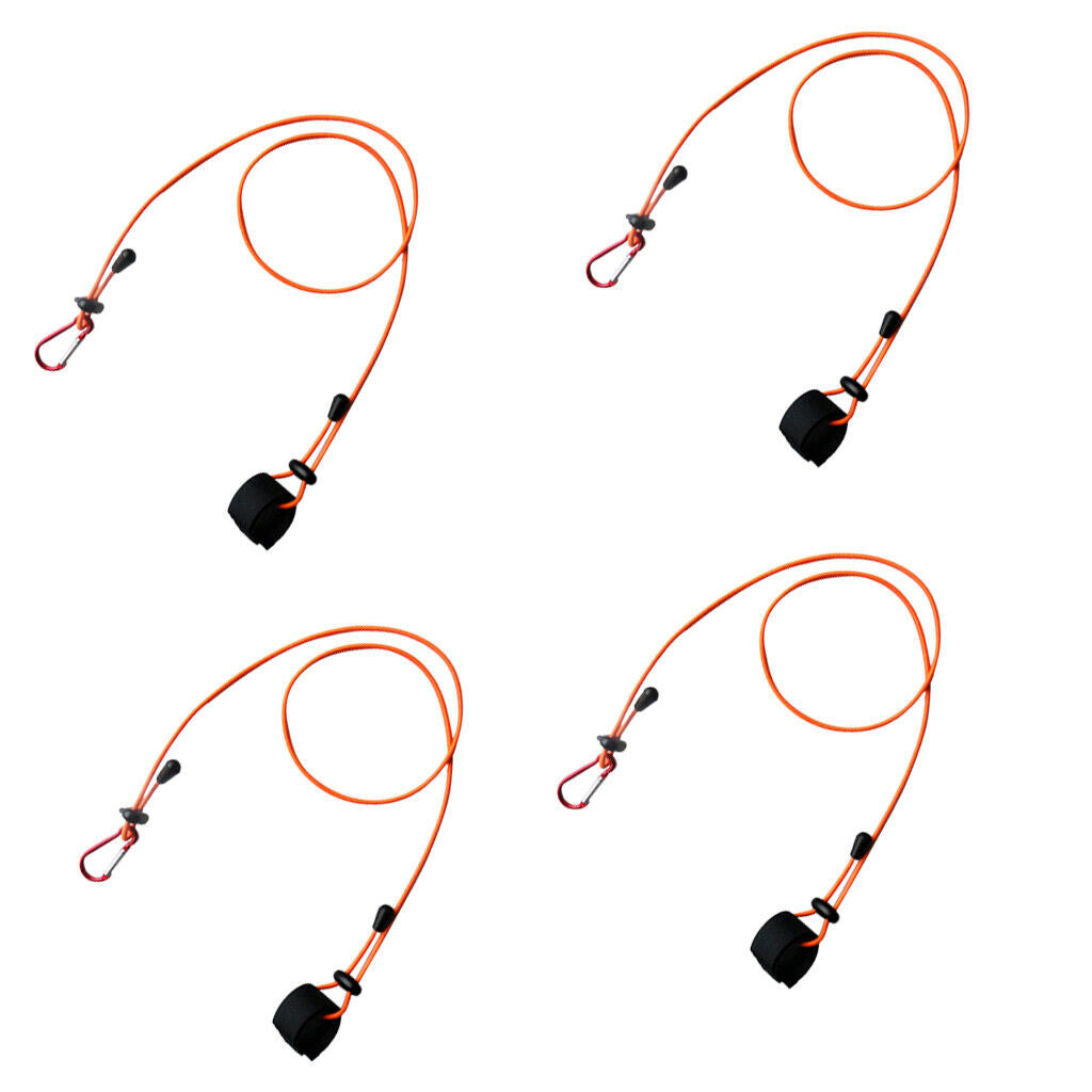 2X 4 Pieces Kayak Paddle Leash Fishing Rod Holder Safety Lanyard Tether Orange