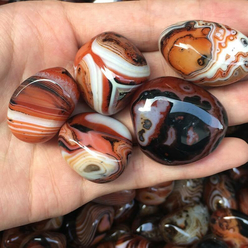 Natural Madagascar Banded Agate Stone Specimen Tumbled Pattern Craft 2-3CM USA