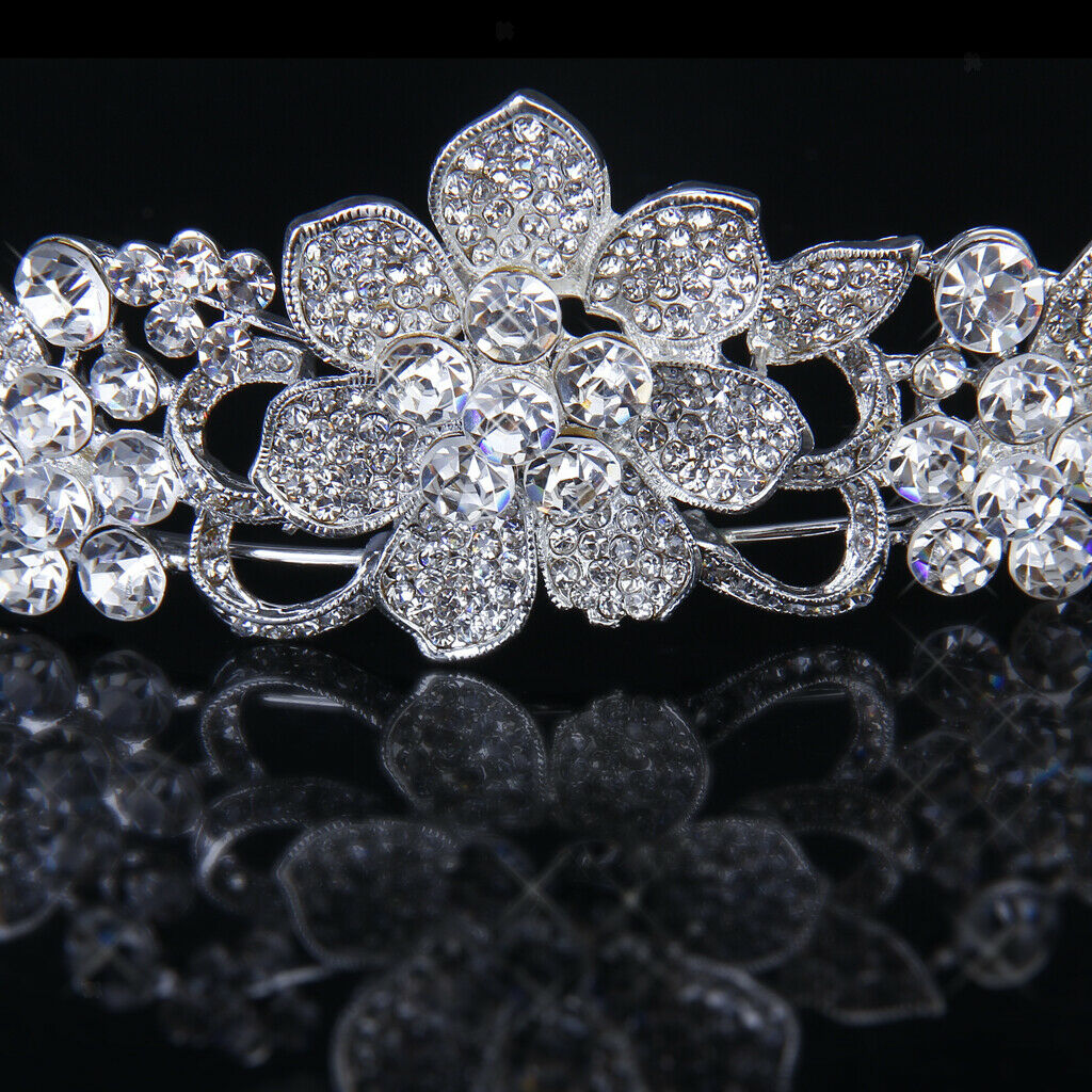 Gorgeous Crystal Flower Rhinestone  Headband Tiara Veil Wedding Bridal Prom