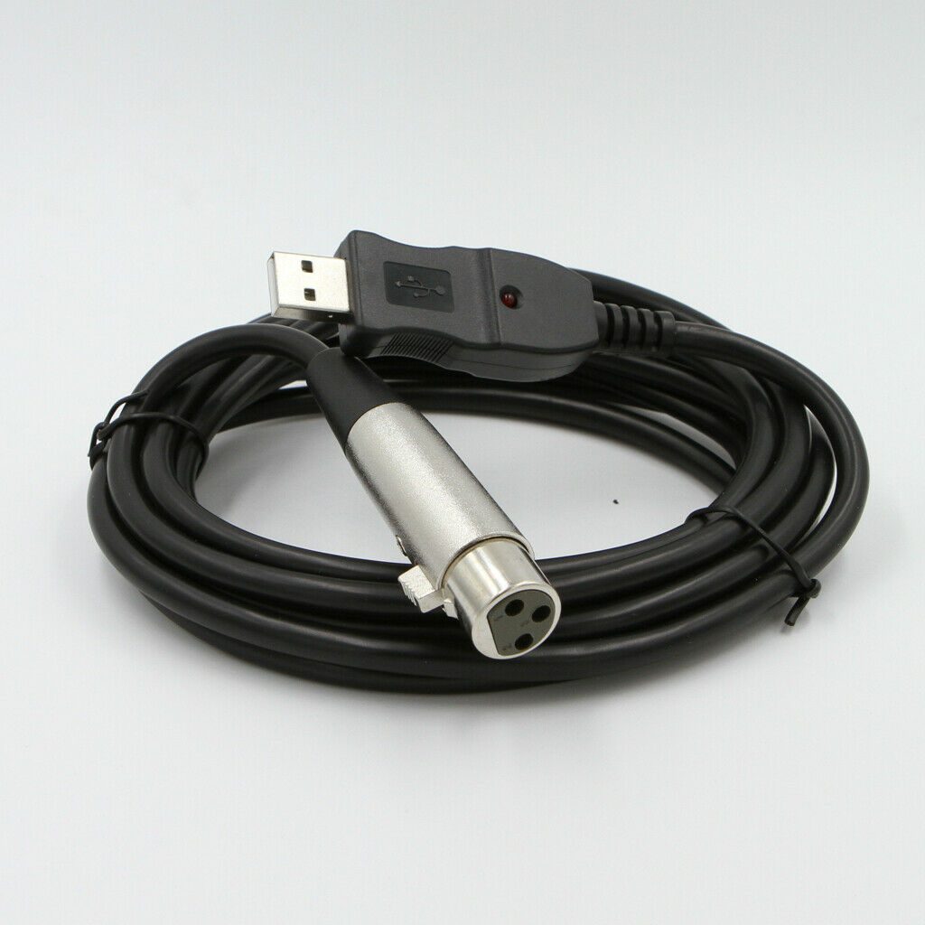 USB to XLR Microphone Instrument Karaoke Cable 3 Meters/  Black