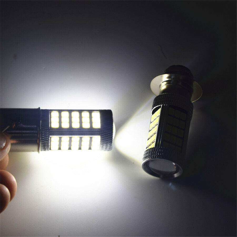 1Pair 12V 80W White LED BA20D 2835 66SMD Motorcycle Headlight DRL Fog Light Bulb