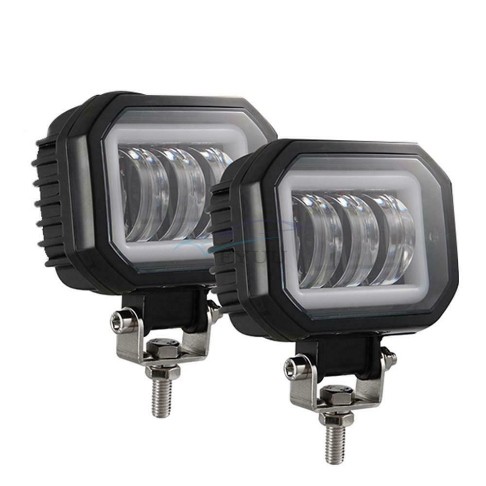 1 Pair 60W 6000LM 3.5-inch Motorcycle Truck Car Square Blue Angel Eye Work Light