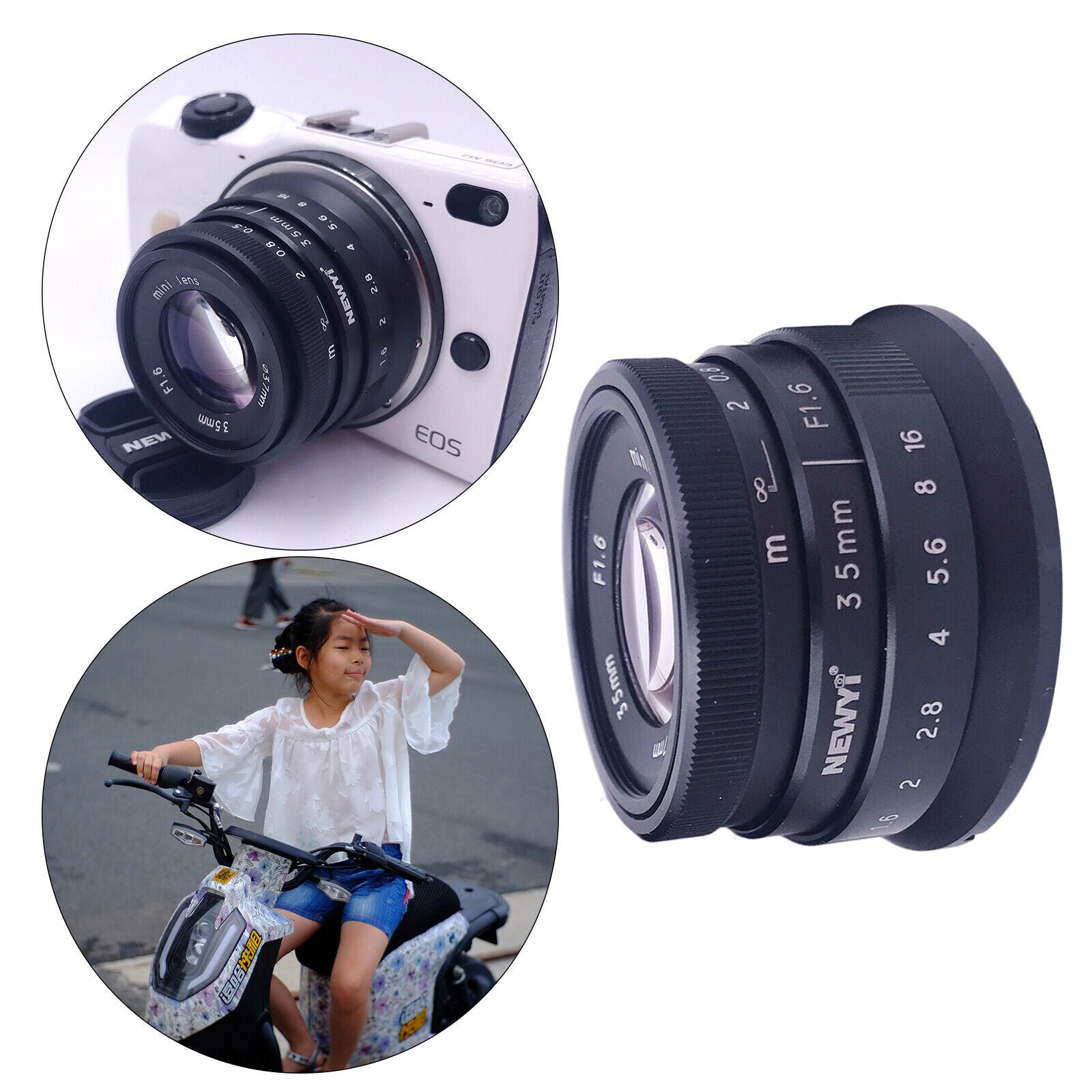 Mini 35mm F1.6 APS-C Manual Fixed Camera Lens for Canon EOS M M3 M6 M10 M100