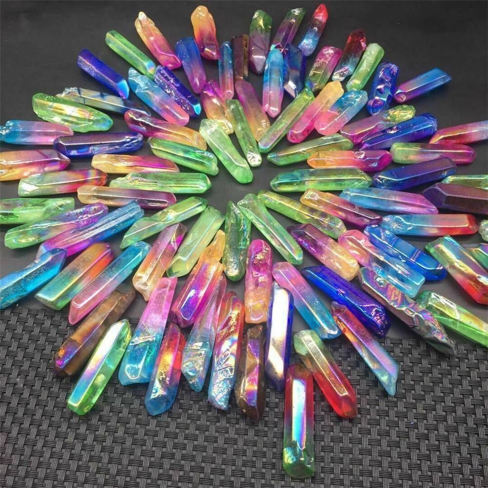 100%Natural Aura Angel Crystal Cluster Quartz Titanium Healing Specimen Decor US