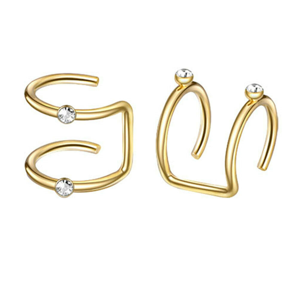 12 Pairs Stainless Steel Chic Modern Ear Cuff Non-Piercing Earrings Women