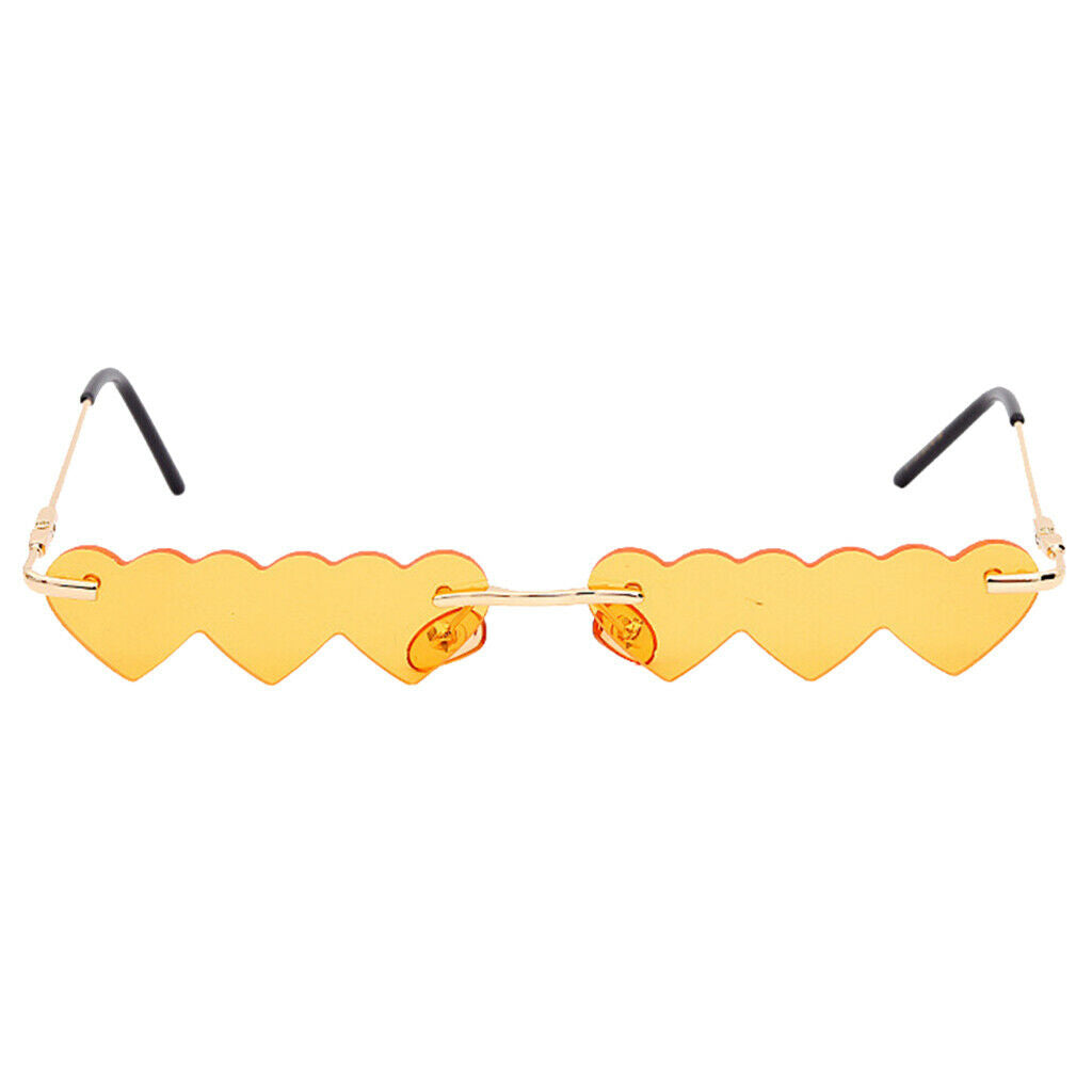 2pcs Novelty Womens Rimless Heart Shape Sunglasses Luxury Designer Glasses
