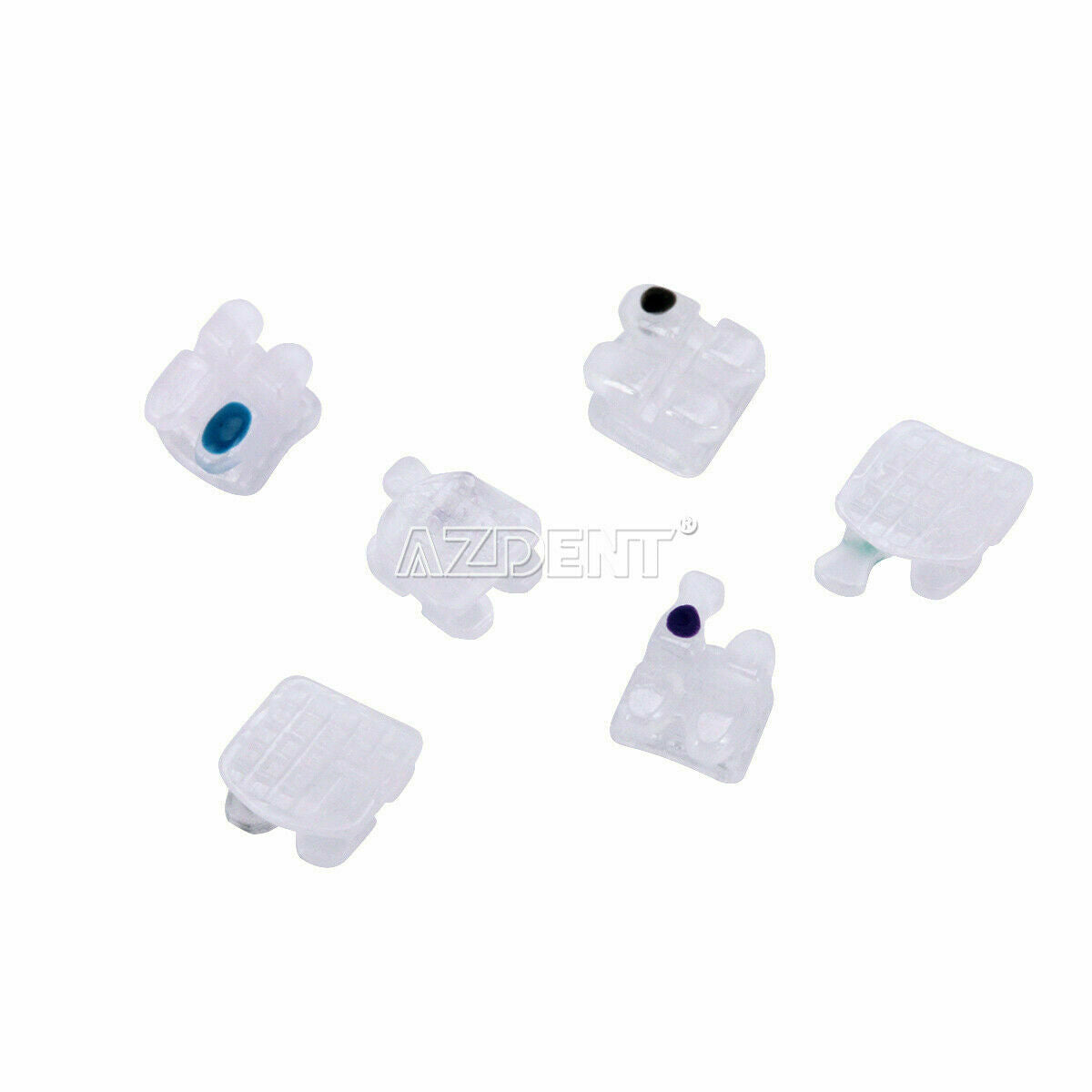 5 Packs Dental Orthodontic Ceramic Brackets 5*5 MBT 0.022 Hooks 345 AZDENT