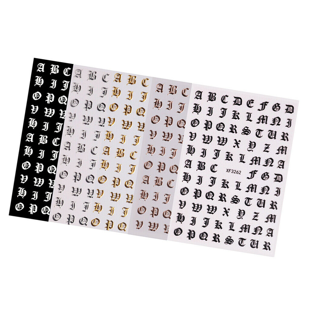 5 Pack Women Self Adhesive Nail Art Stickers Letters Decals for Mirror