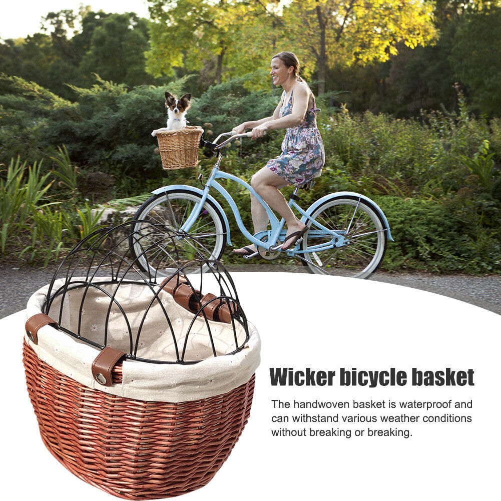 Cat Dog Bicycle Storage Basket Handwoven Pet Seat Front Handlebars Carrier