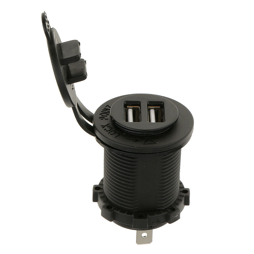 1XMotorcycle Car DC12V 4.2A Waterproof Dual USB Ports Charging Socket Outlet