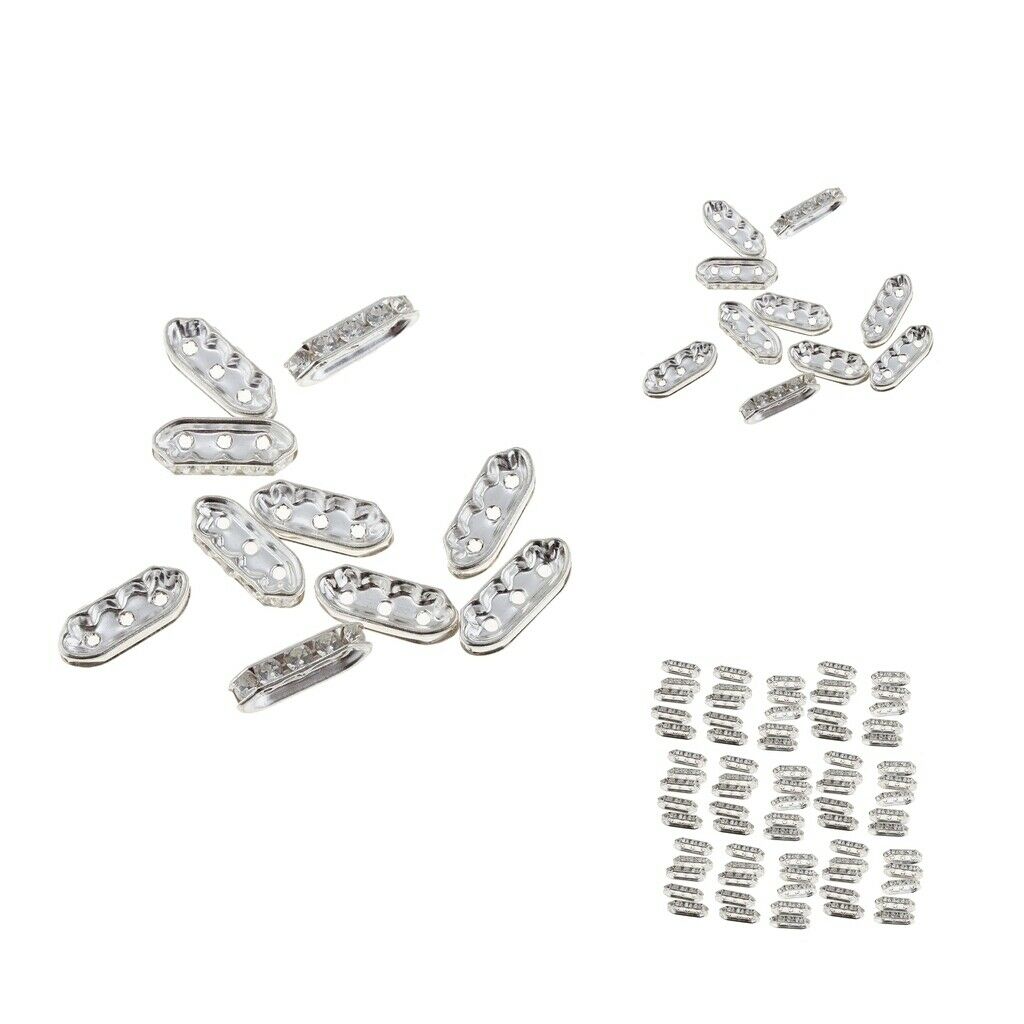100Pcs Rhinestone 3 Holes Spacer Beads Charms Beads For Choker Bracelet Necklace