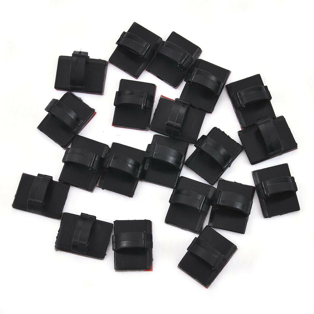 20Pcs Sticky Car Cable Tidy Organizer Clips Clamp Holder Desk Wire Tie Fixer AU
