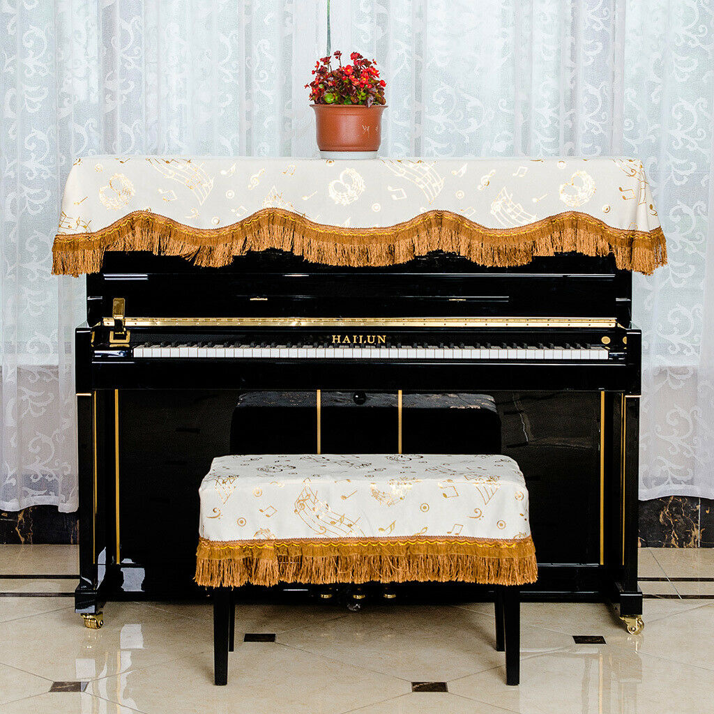 Yellow Piano Half Cover Cloth+Piano Stool Chair Bench Cover for Pianist Gift