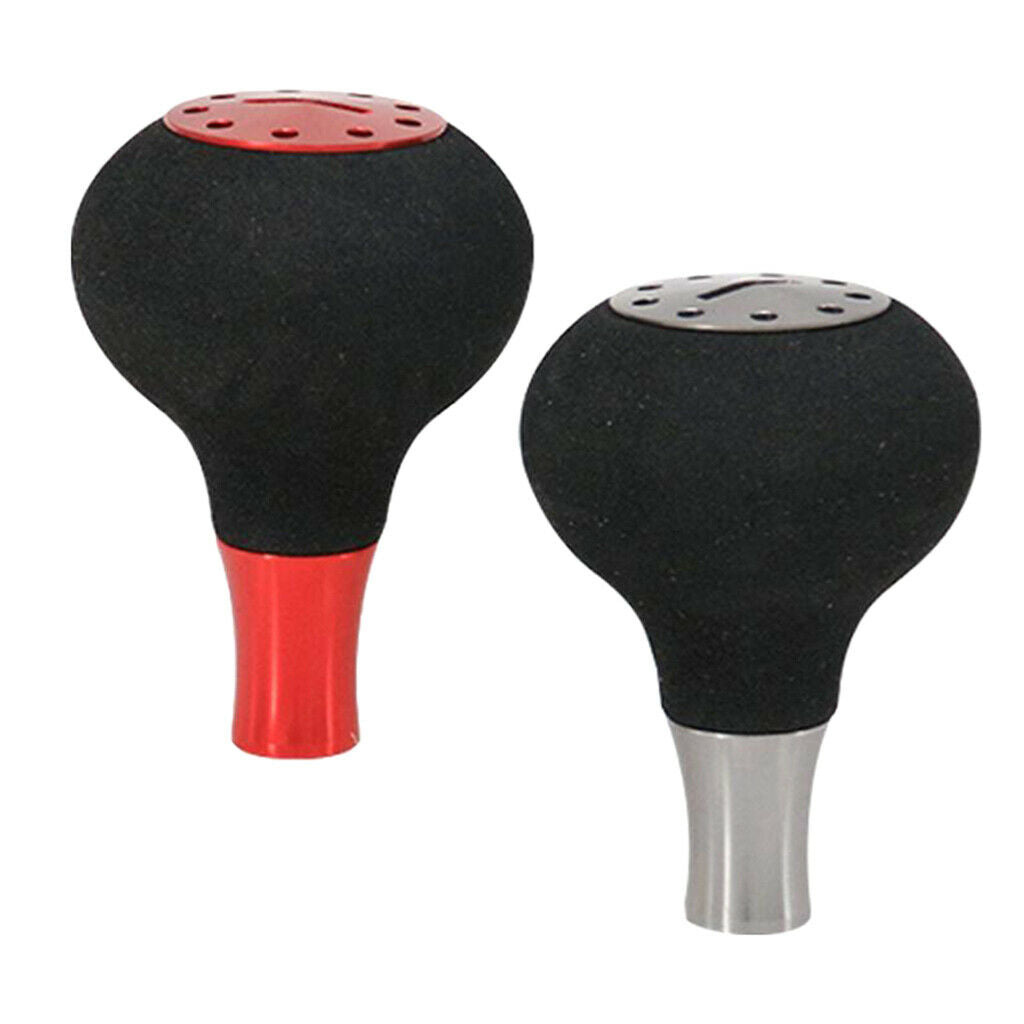 2x Red+Gray Fishing Reel Handle Knob Handle Grip Modification Power Knob