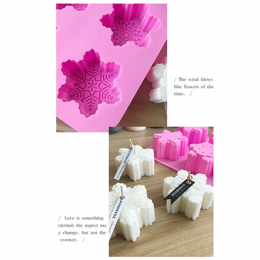 6Six Silicone Snowflake Mold Candle Soap DIY Aromatherapy Plaster CandleB T Pb