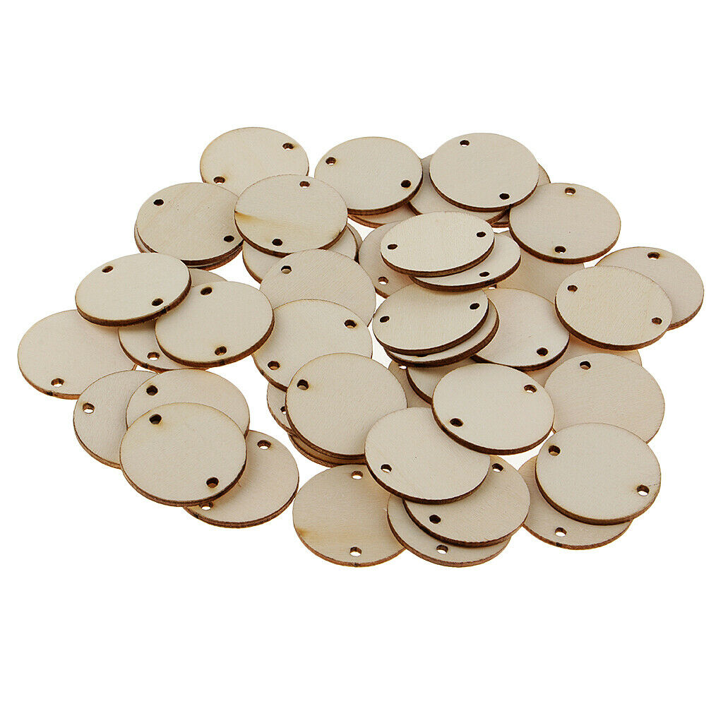 200 Pieces Round Wood Pieces, Wooden Circles Discs WITH HOLES for Home