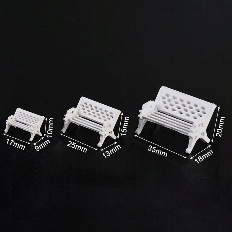 3Pcs Mini Bench Chairs Park Seat Garden Miniatures Micro Landscape Decora.l8
