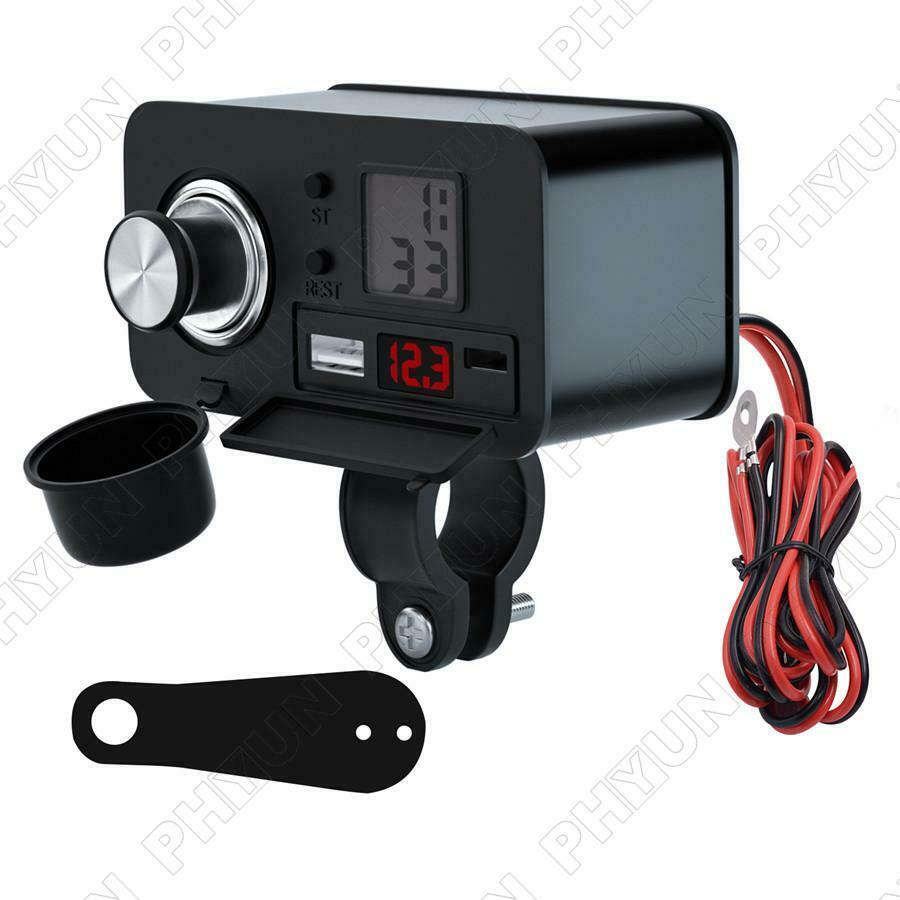 Motorcycle USB Phone Charger 12V PD Fast Charge Cigarette Lighter with Voltmeter