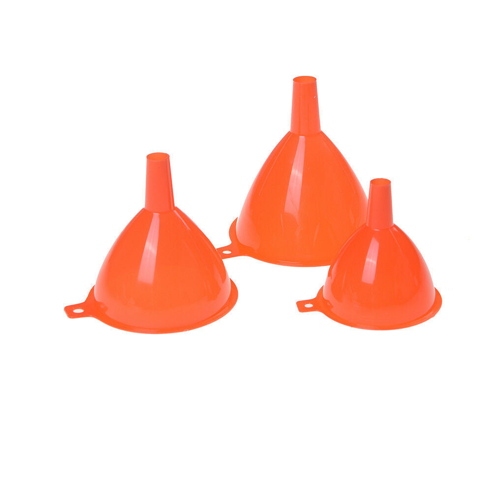 3X Plastic Funnel Kitchen Home Tool Lab Car Gadget Liquid Water Oil Fills .l8