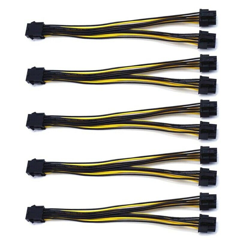 5-Pack PCI-E 8Pin to 2X 8 Pin (6+2) Power Splitter Cable for PCIE PCI ExpresX1M3
