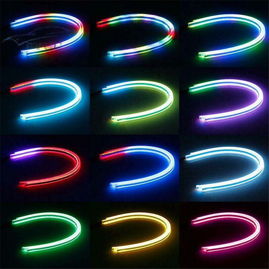 2x RGB Sequential Strip DRL Daytime Running w/APP Bluetooth Remote Control 45CM