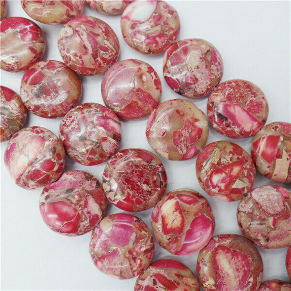 1 Strand 16x6mm Red Sea Sediment Jasper Round Spacer Loose Beads 15.5inch HH8936