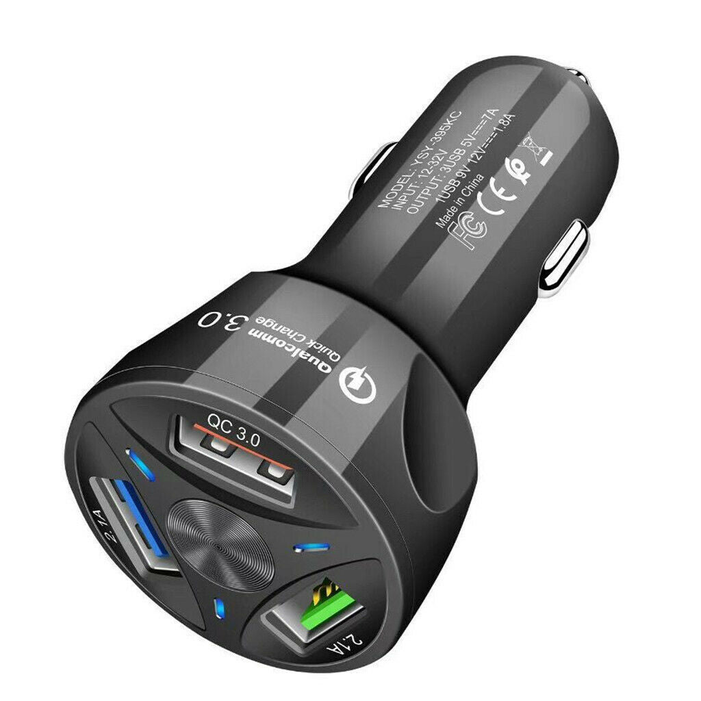QC3.0 Fast Charging Car Mobile Phone Charger Adapter 3 Ports USB Socket