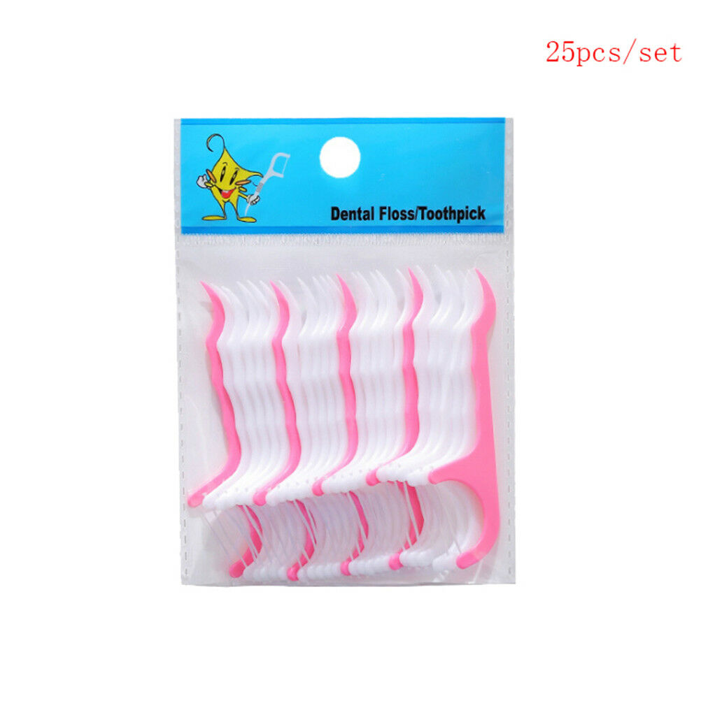 25x Teeth Toothpicks Dental Floss Flosser Picks Stick Oral Care Tooth Cleaner DD