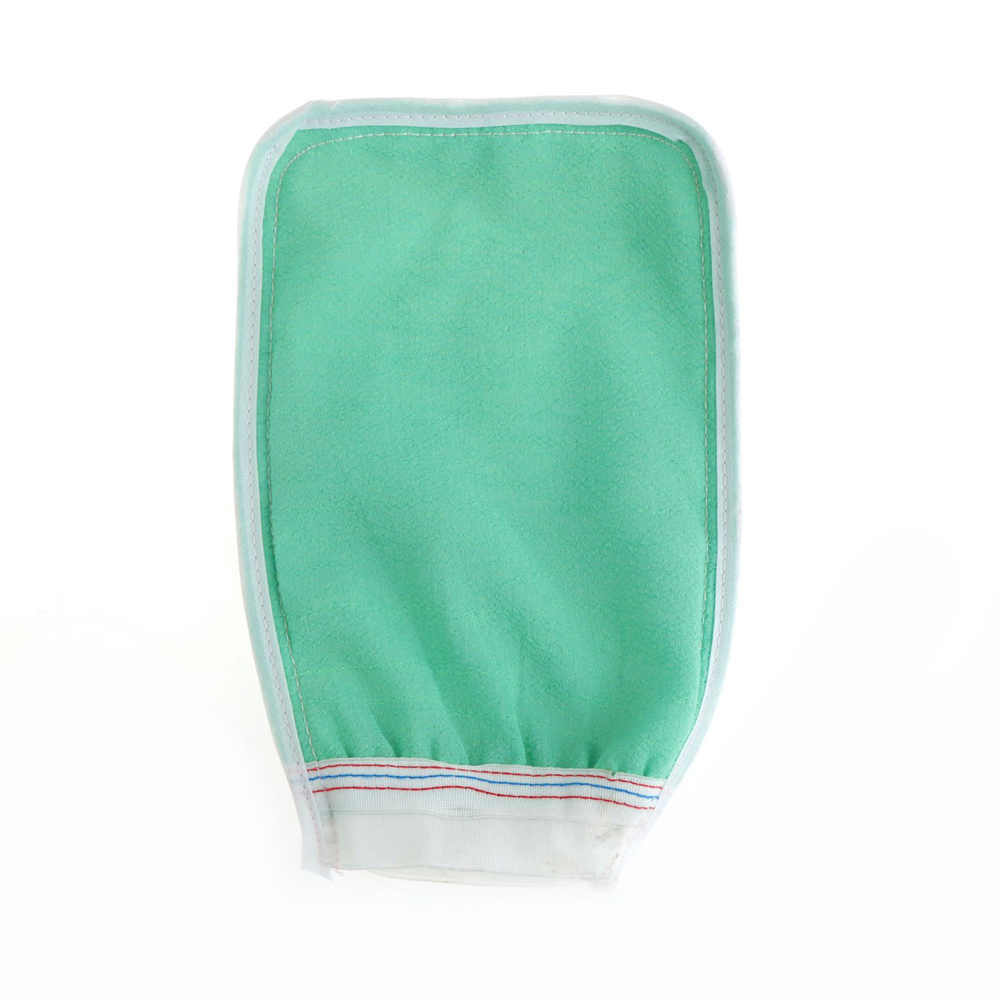 Fine Two-sided Bath Glove Tape Back Brush Scrub Gloves Body Towel Sponge Wash DD