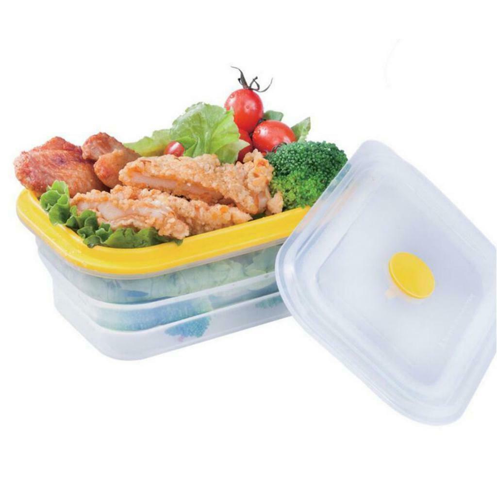 Portable Silicone Collapsible Food Storage Container Folding LunchBox 600ML