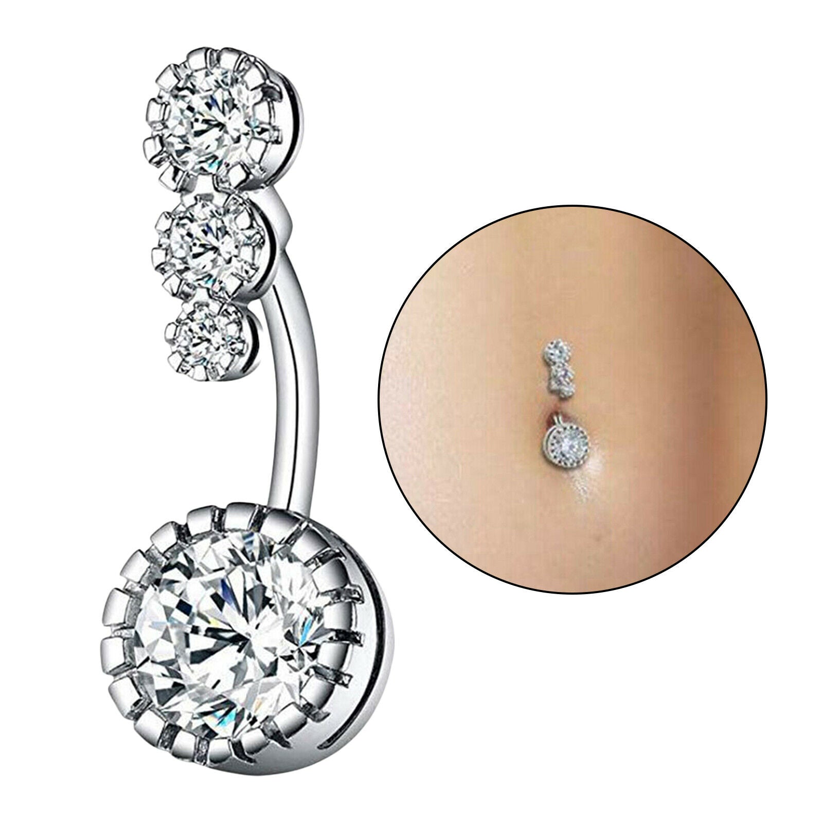 Lady Navel Belly Button Rings Bar Crystal Drop Dangle Body Piercing Jewelrys