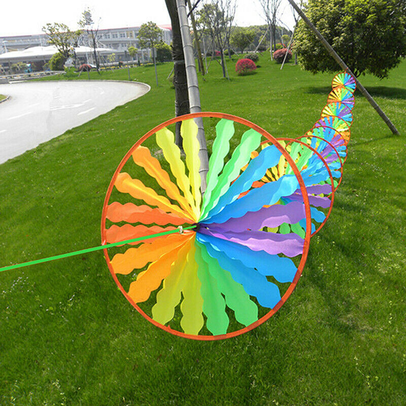 Rainbow Wheel Windmill Wind Spinner Whirligig Garden Funny Children ToysBDAU
